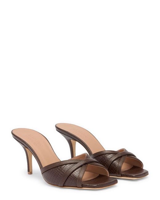 Malone Souliers Brown Perla 70 Embossed Leather Heeled Sandals