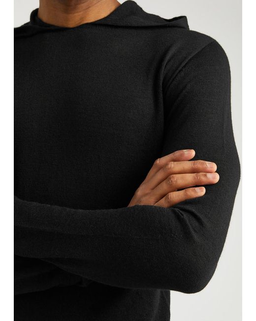 Rick Owens Black Hooded Wool Sweatshirt for men
