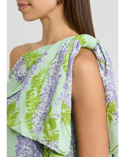 BERNADETTE Green Gala Floral-Print One-Shoulder Maxi Dress