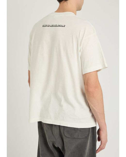 SAINT Mxxxxxx White Alpha Logo-Print Cotton T-Shirt for men