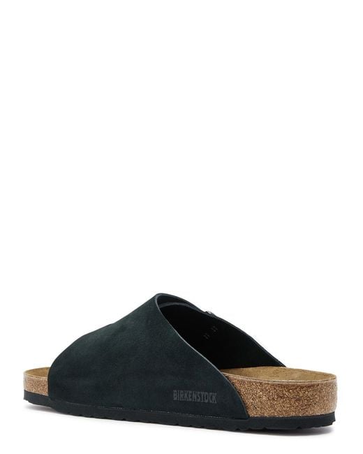 Birkenstock Black Zürich Suede Sliders for men