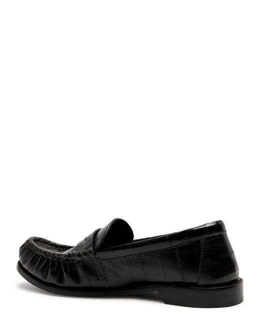 Saint Laurent Black Logo Glossed Leather Loafers
