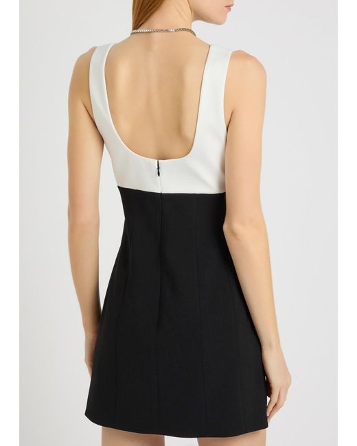 Alice + Olivia Black Mandy Plunge V-Neck Crepe Mini Dress