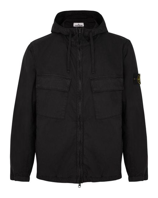 Stone Island Black Hooded Stretch-Cotton Jacket for men