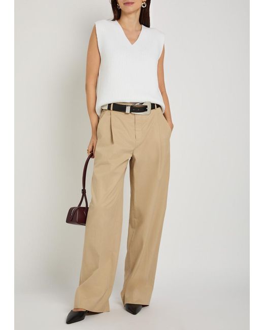 Vince White V-Neck Fine-Knit Cotton-Blend Vest