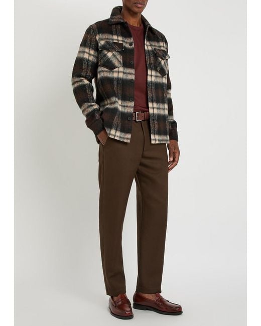 Raith Black Caldera Plaid Brushed Wool-Blend Overshirt for men