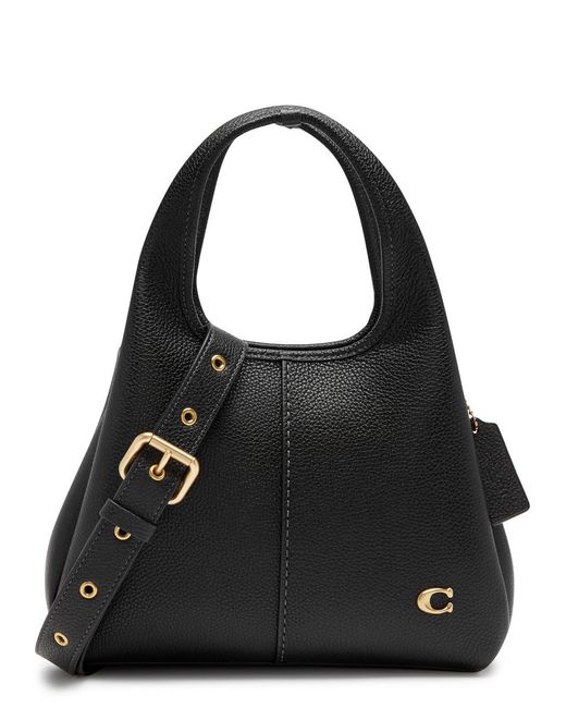 ハンドバッグ Coach  Black Leather Lana 23 Handbag ❤️ Coach Lana 23 Black/Pewter Polished Pebble Leather