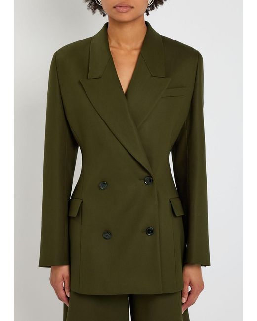 Alaïa Green Double-Breasted Cotton Blazer