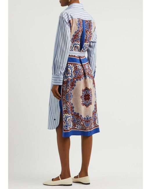 Weekend by Maxmara Blue Edipo Striped Cotton Midi Shirt Dress