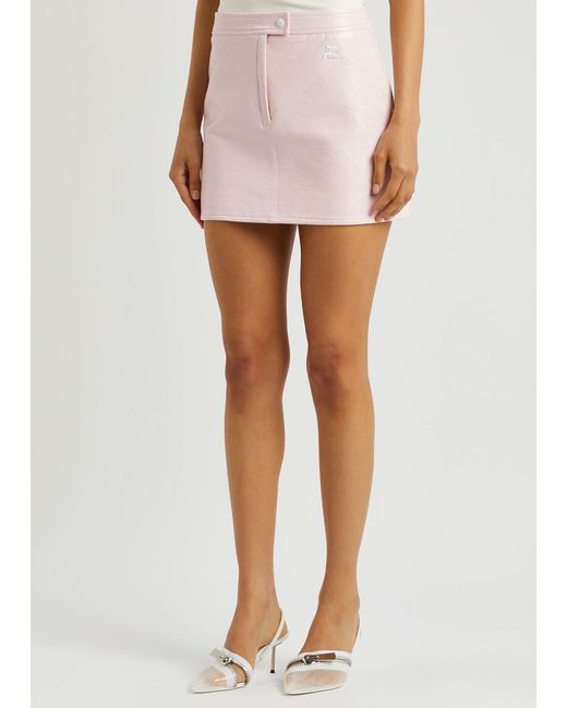 Courreges Pink Crinkled Vinyl Mini Skirt