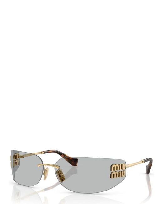 Miu Miu Metallic Aube Wrap-Around Sunglasses