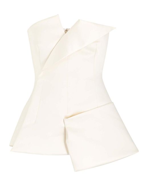 A.W.A.K.E. MODE White Corseted Satin Top
