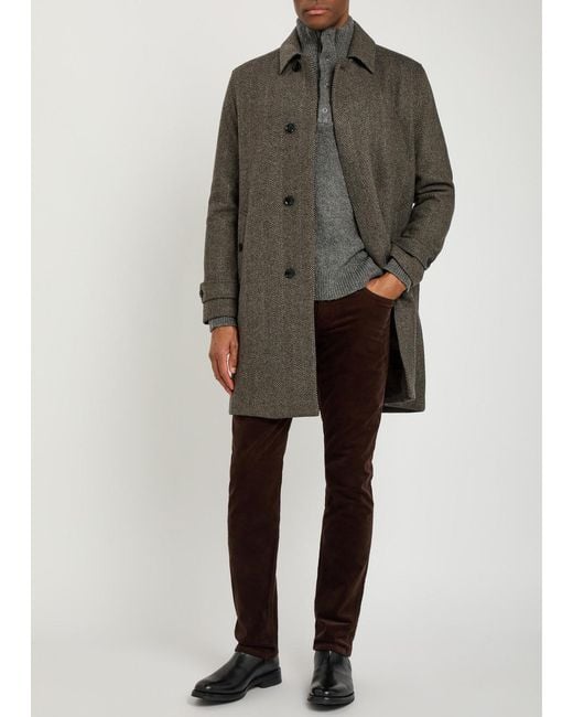 PAIGE Gray Brunetti Herringbone Wool-Blend Coat for men