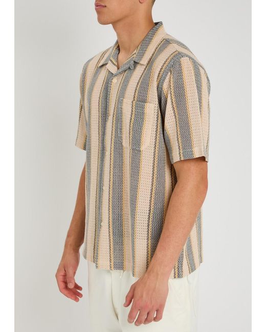 Universal Works Natural Road Striped-Intarsia Cotton-Knit Shirt for men