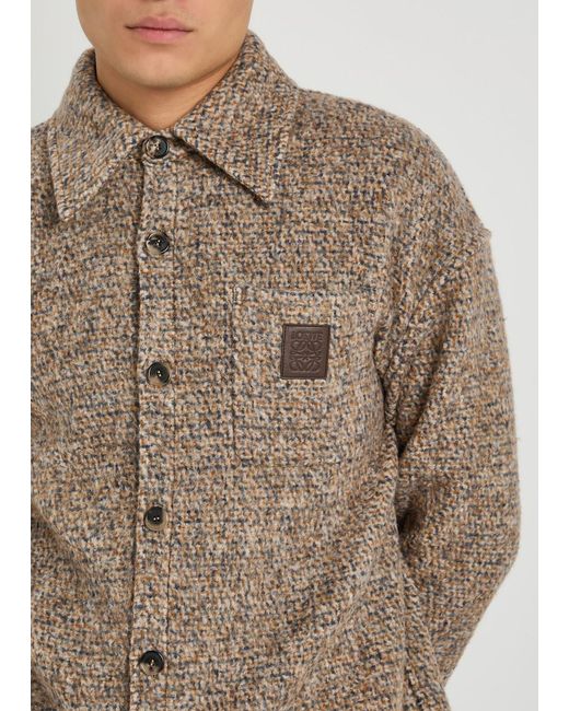 Loewe Natural Logo-Appliquéd Patterned Wool-Blend Jacket for men