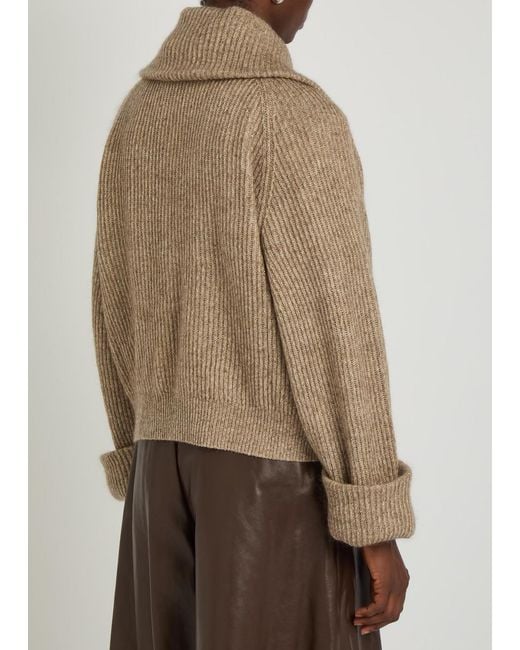 Brunello Cucinelli Natural Metallic-Knit Cashmere-Blend Cardigan