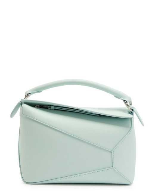 Loewe Green Puzzle Edge Small Leather Top Handle Bag