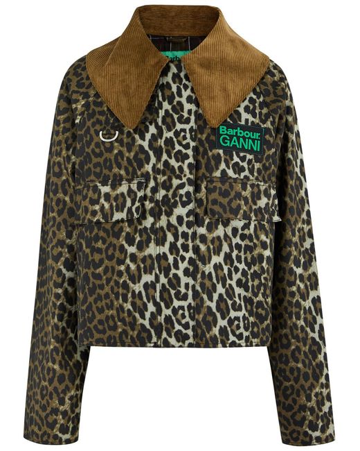 BARBOUR X GANNI Black X Ganni-Print Waxed Cotton Jacket