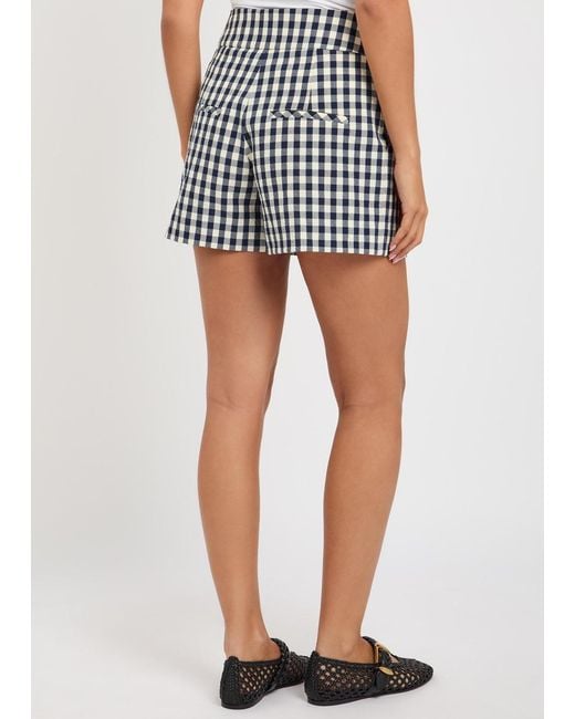 Veronica Beard White Haina Gingham Seersucker Shorts
