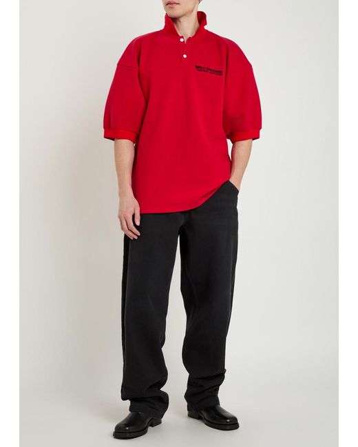 Willy Chavarria Football Logo-Embroidered Piqué Cotton Polo Shirt for men