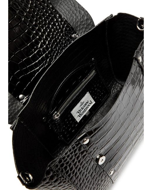 Vivienne Westwood Black Betty Medium Crocodile-effect Leather Tote