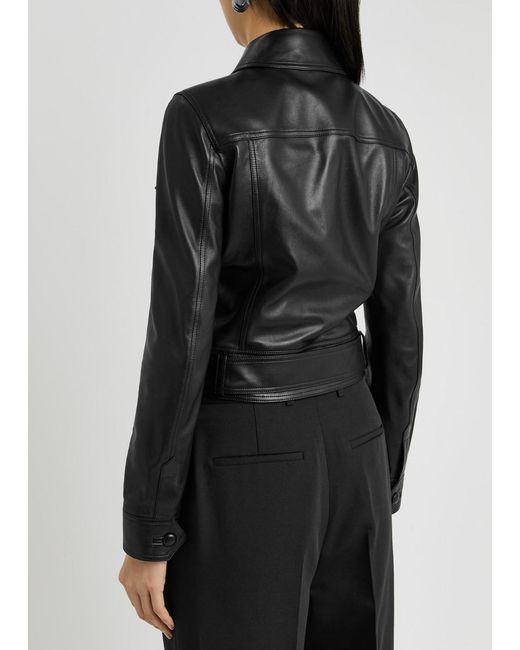 Saint Laurent Black Leather Cropped Jacket