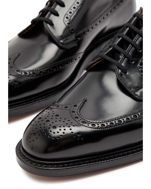 Church's Black Grafton Perforated Glossed Leather Derby Shoes for men