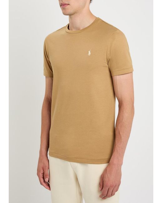 Polo Ralph Lauren Natural Logo-Embroidered Cotton T-Shirt for men