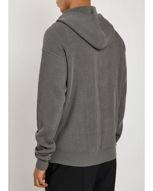 Rick Owens Gray Hooded Wool Jumper for men