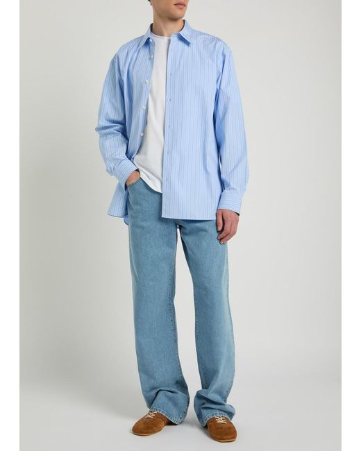 Dries Van Noten Blue Croom Pinstriped Cotton-Poplin Shirt for men