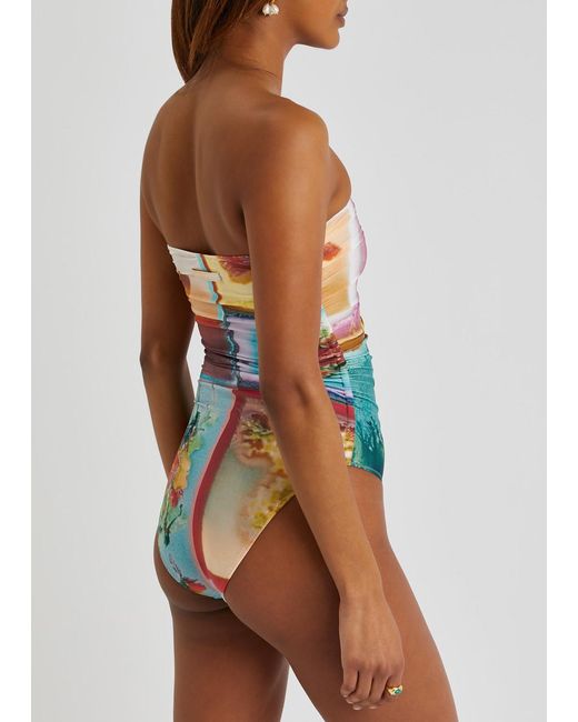 Jean Paul Gaultier Scarf Strapless Swimsuit in White | Lyst