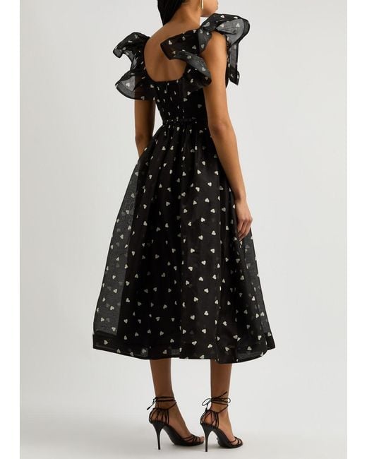 knee length dresses for ladies Black Label Denim Puff Sleeve Midi Dress – Peace Love World main image 1
