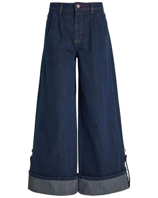Damson Madder Blue Wylie Turn-Up Wide-Leg Jeans
