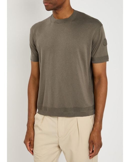 Moncler Gray Knitted T-Shirt for men
