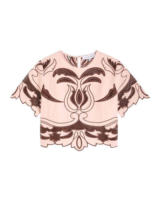 Lug Von Siga Pink Dakota Embroidered Linen Top