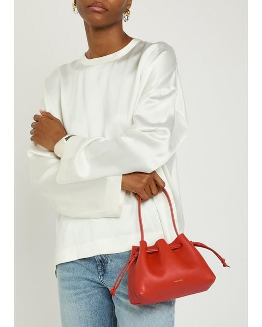 Mansur Gavriel Red Drawstring Leather Pouch