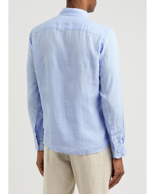 Boss Blue Logo Linen Shirt for men