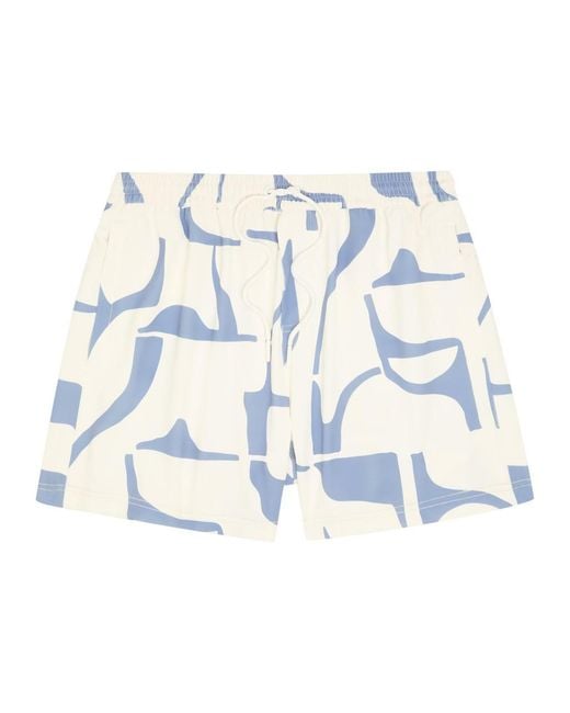 Raith Blue Massira Patterned Woven Swim Shorts for men