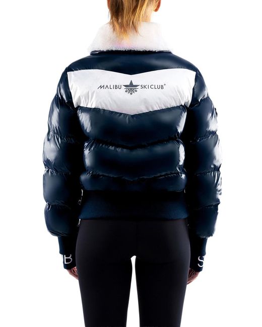 Malibu Ski Club Blue Apres Slick Bomber Jacket