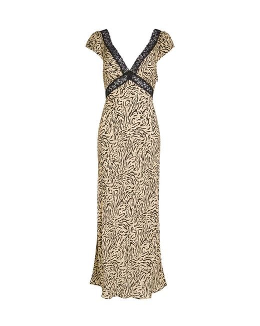 Rixo Metallic Iggy-Print Crepe De Chine Midi Dress