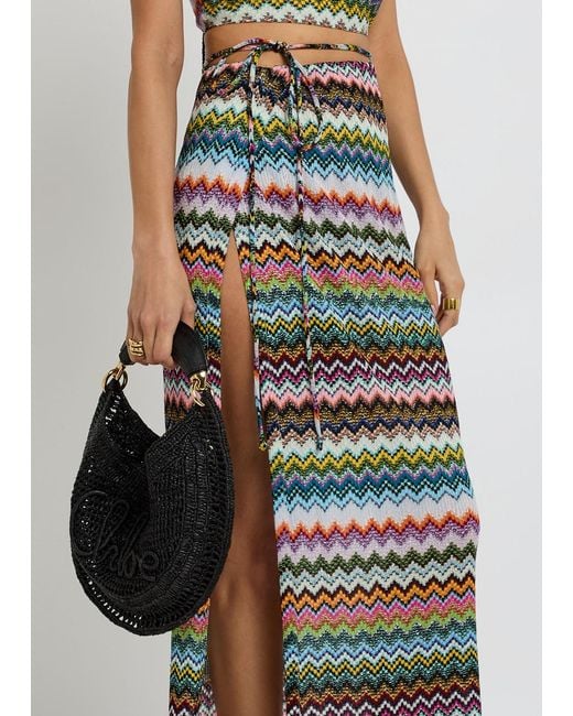 Missoni Multicolor Zigzag Metallic-Knit Cover-Up Midi Skirt