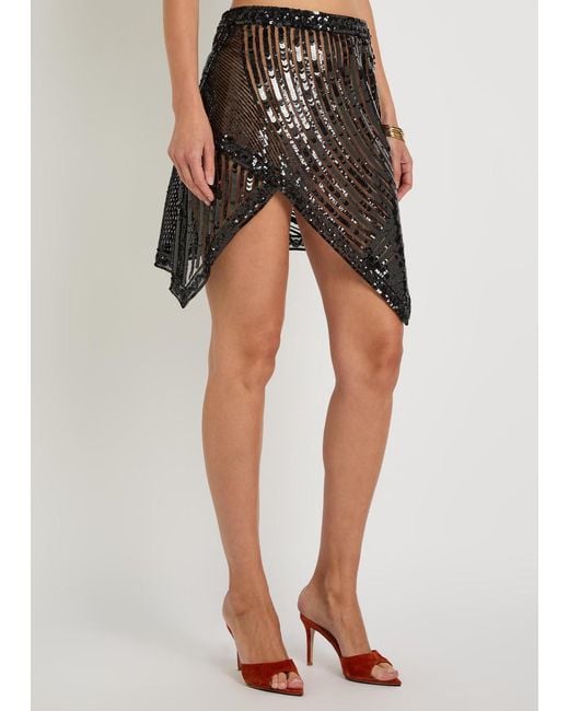 Emilio Pucci Black Sequin-Embellished Asymmetric Tulle Mini Skirt