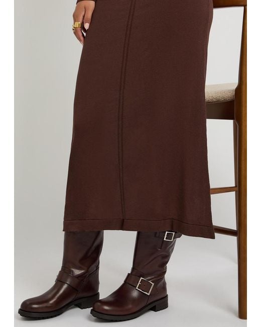 Jimmy Choo Brown Biker Leather Mid-Calf Boots