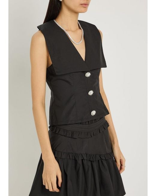 Sister Jane Black Birdie Collared Poplin Vest