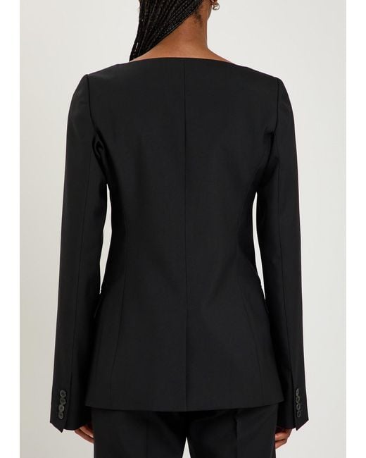 Calvin Klein Black Camille Scoop-Neck Wool Blazer