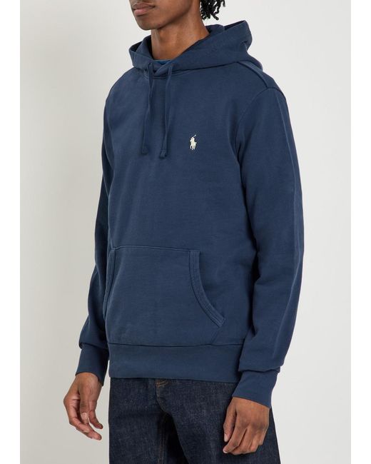 Polo Ralph Lauren Blue Logo-Embroidered Hooded Cotton Sweatshirt for men