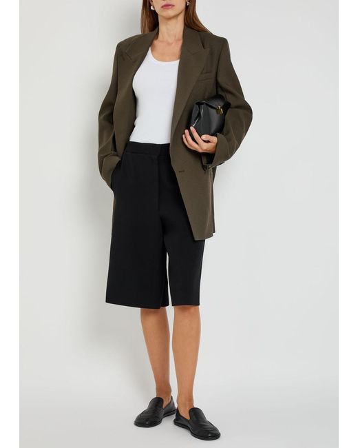 Totême  Brown Shield Double-Breasted Wool-Blend Blazer