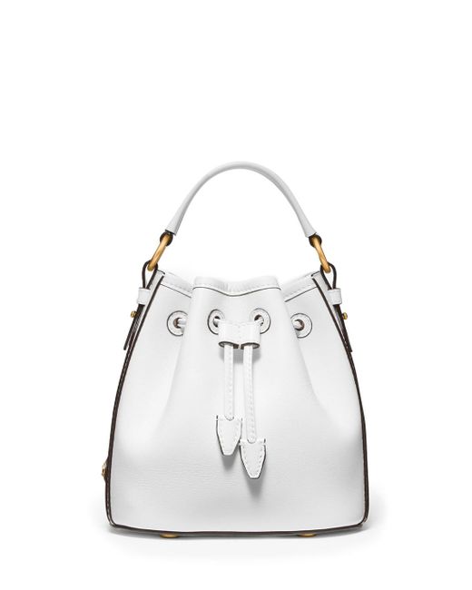 Michael Kors White Monogramme Small Leather Bucket Bag
