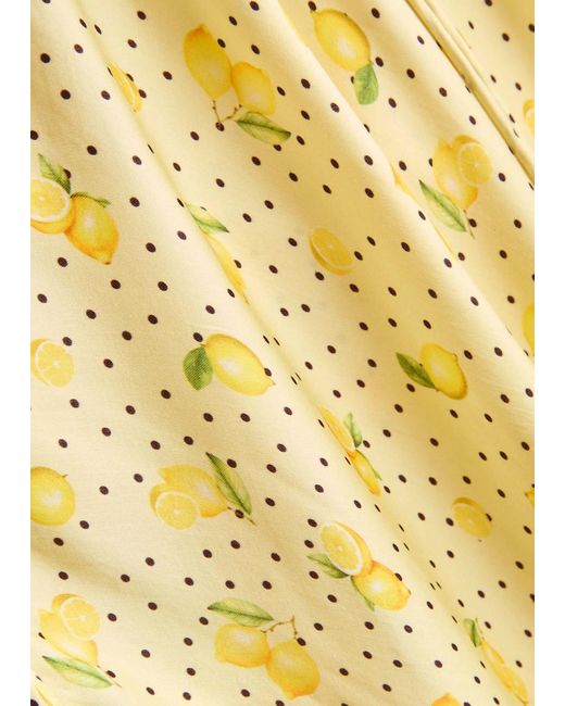 Leslie Amon Yellow Printed Satin Maxi Slip Dress