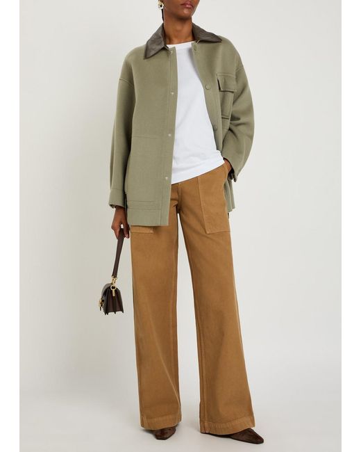 MAX&Co. Green Leather-Trim Wool Jacket
